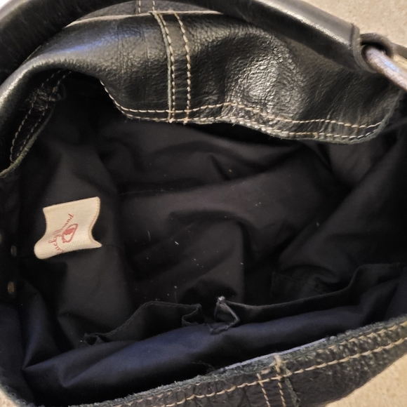 Lucky Brand Genuine Pebbled Leather Purse Black Distressed Hardware Stitching - Picture 15 of 16